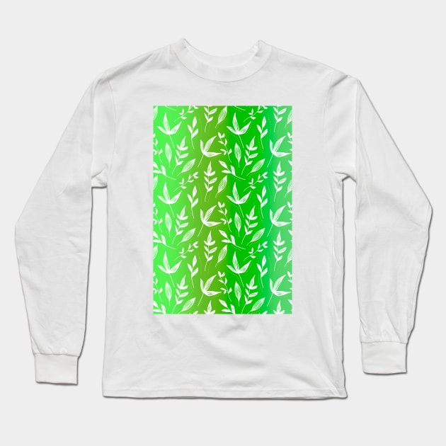 Neon Green leaves pattern Long Sleeve T-Shirt by PedaDesign